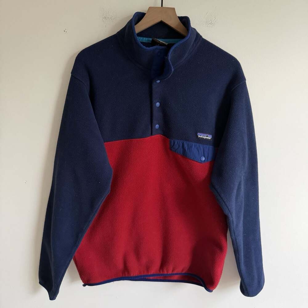 Patagonia Synchilla Snap T Fleece Men’s Size M Colorblock Red Blue Pullover